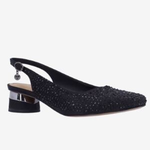 J.Renee Black Embellished Slingback Heels